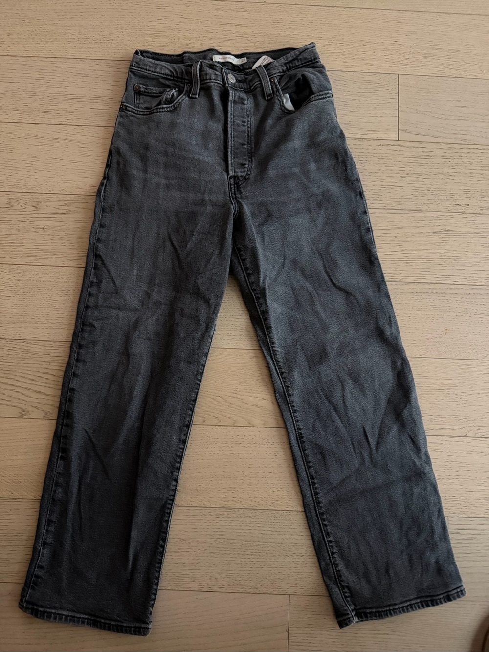 Women’s Black Ribcage Straight-Leg Jeans - Classic Casual Style